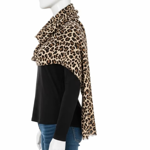 Ethnic Scarves with <b>Leopard</b> Pattern and Silk Screen <b>Printing</b> Soft Lightweight Fashion Accessory Wear Shawl Scarf Wrap - Product Image 5