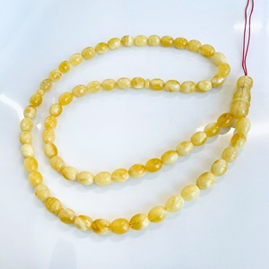 White Amber Oval Beads Islamic Prayer Beads 66 Made of White and Yellow Baltic Amber, <b>Rosary</b> Amber - Product Image 3