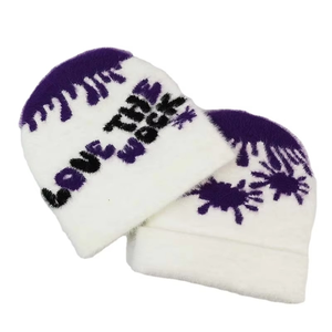 2025 gorros de alta calidad con logotipo personalizado Y2K Unisex sin puños Jacquard Mohair gorros de punto peludos gorros de mohair de invierno gorros de mohair sombreros - Product Image 1