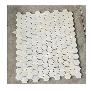 Carrelage en marbre hexagonal blanc, surface polie, design minimaliste, carrelage de sol imperméable pour salle de bain, carrelage en pierre de calcite - Product Image 3