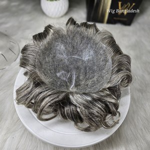 All Skin Natural Indian Remy Hair Deep Wave PU Base Toupee para hombres Piel delgada - Product Image 2