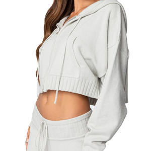 Hauts à capuche en polyester pour femmes, vêtements décontractés de haute qualité, personnalisables, coupe courte, hiver, printemps, prix raisonnable, best-seller - Product Image 2