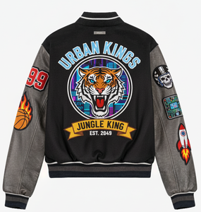 Veste universitaire d'hiver |   Blouson bomber 100% coton avec col montant et capuche |   Style universitaire unisexe High Street |   Logo avant - Product Image 2