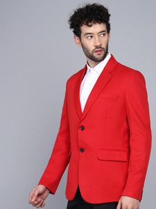 Blazer formel pour homme de qualité supérieure, couleur rouge, finition lisse, pour les réunions d'entreprise et les occasions spéciales, disponible en solde - Product Image 3