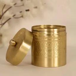 Boîte à épices en laiton gravée à la main, élégante et alimentaire, pour la cuisine, boîte à sucre, boîte à café, boîte pour la maison, le camping, etc. - Product Image 4