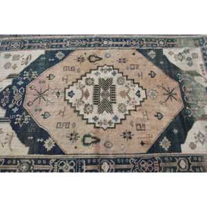 Tapis de 4,1 x 6,9 pieds, tapis vintage, tapis abstrait turc en laine bleue - Product Image 4