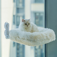 Hamac de luxe en peluche pour chat, pour fenêtre, avec ventouses, en fausse fourrure de lapin, portable, amovible, lavable, confortable, pour l'hiver