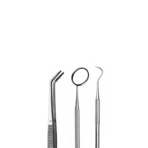 Set de Examen Dental, Kit de Diagnóstico Básico de 3 Piezas, Espejo, Explorador, Pinzas, Instrumentos Manuales de Acero Inoxidable, Profesional - Product Image 3