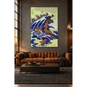 Fida Hokusai Yoshitsune Lavaant son cheval dans la cascade Impression sur toile - Product Image 1