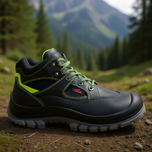 Tibetan S3 EN20345 <b>Leather</b> Safety <b>Boots</b> Size 43 Black/Neon Green-for <b>Work</b> & Outdoor Use Remisberg Product - Product Image 3