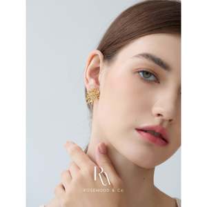 Pendientes de Oro Rosa de 18K con Diseño de Rayos de Sol, Pendientes Brillantes con Forma de Estrella Celestial, Regalo para Ella - Product Image 3