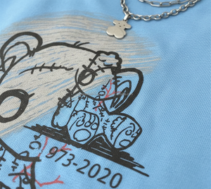T-shirt graphique Sky Blue Broken Teddy 1973-2020 à imprimé vintage pour homme, t-shirt décontracté surdimensionné - Product Image 4
