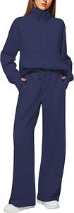 Women's Casual Solid Sweat Suit Cozy Stretchy Regular Fit <b>Lounge</b> <b>Set</b> <b>Two</b> <b>Piece</b> - Product Image 2