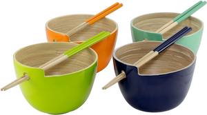 Eco-friendly Bamboo Salad <b>Bowl</b> Handmade Spun Bamboo Fiber <b>Bowl</b> and Chopsticks Wholesale - Product Image 3