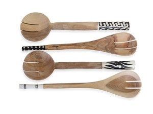 Ensemble de service à salade à poignée naturelle en bois aussi ensemble d'outils de cuisine en bois de mangue d'acacia naturel disponible fabriqué en inde - Product Image 2
