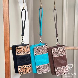 Nueva cartera de mano de cuero personalizada de alta calidad, Cartera de cuero Floral en relieve, tarjeta de crédito, uso diario, embrague para mujer - Product Image 1