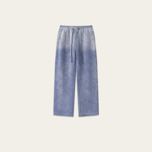 Pantalons de survêtement pour homme à jambe large et évasée, personnalisés pour impression puff, en molleton délavé soleil, coupe ample, devant plat, vente en gros - Product Image 2