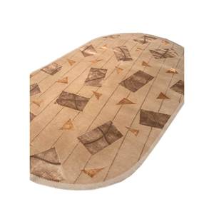 Alfombra de Lana y Seda de Bambú Tejida a Mano Clan AIWB-3048 Beige y Marrón con Patrón Geométrico para Uso Doméstico - Product Image 2