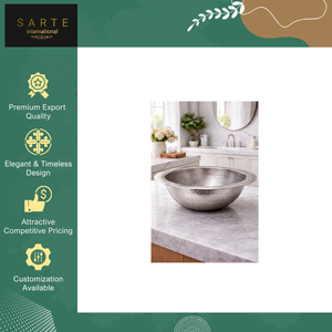 Meilleur lavabo en laiton martelé plaqué argent, design intérieur artisanal, lavabo encastré, écologique, moderne, luxe, cuisine, prix bas - Product Image 5