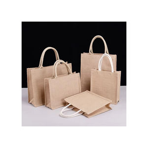 Sac fourre-tout en jute réutilisable écologique personnalisé sacs promotionnels biodégradables durables vente en gros cadeau de stockage d'entreprise en vrac - Product Image 1