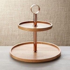 Soporte de pastel de bambú y madera Premium de dos niveles Soporte de postre para fiestas y eventos Herramientas para pasteles - Product Image 5