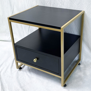 Mozo Modern Design <b>Bedside</b> <b>Cabinet</b> Iron Frame and Rubber Wood TDG68039 - Product Image 4