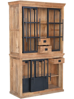 Armoire murale en manguier massif & présentoir en fer industriel