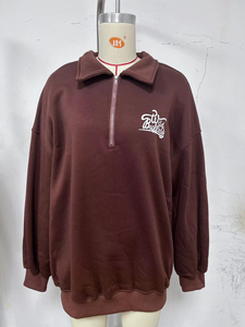 Sudadera con cremallera bordada Wild Buffalo para mujer, oversize, con hombros caídos, cuello alto, de punto, manga larga, casual de otoño - Product Image 5