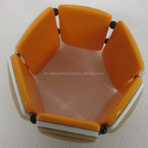 RF Crafts Color dorado redondo resina brazalete elástico de moda encanto pulsera para todos los tamaños - Product Image 1