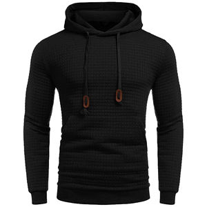 Jersey informal unisex con bolsillo grande y pequeño a cuadros Jacquard Sudadera con capucha de lana lavada técnica bordada para invierno - Product Image 1