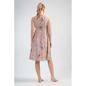 เสื้อทูนิคแขนกุดคอวีผ้าวิสโคสสำหรับผู้หญิง แต่งลูกไม้ที่ชายเสื้อ กระโปรงบาน - Product Image 1