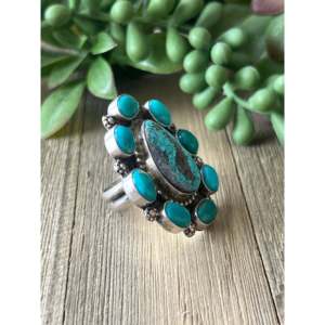 Chris Etsitty Kingman <b>Turquoise</b> Sterling Silver <b>Ring</b> Size 5.5 - Product Image 3