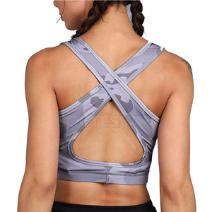 Precio al por mayor: Sujetador deportivo para mujer, ropa deportiva de Spandex/Nylon, alta sujeción, transpirable, ecológico, con logo frontal. - Product Image 2