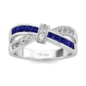 Jeulia Rhodium & Rose Gold Plated Sterling <b>Silver</b> Crossover Wedding Band <b>Ring</b> for Women - Product Image 3