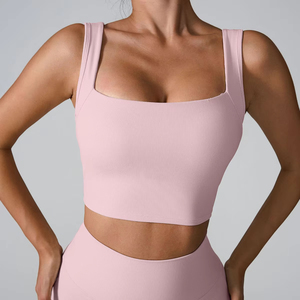 Top personalizado de moda para mujer, Top de Yoga sin espalda sin costuras, chaleco de Fitness de secado rápido con copa fija, ropa deportiva de soporte medio - Product Image 5