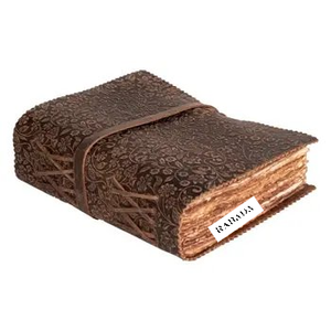 Leather Journal-Leather Bound Journal Deckle Edge Vintage Paper- <b>Floral</b> Embossed Book of Shadows -8 Inches X 6 Inches (Brown) - Product Image 1