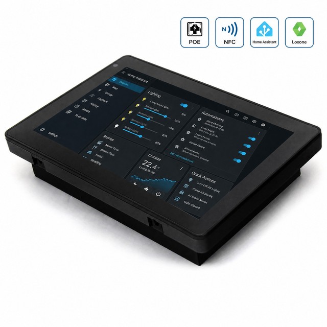 7 Inch Wall Mount Android POE Tablet Q896S with NFC RS485 for HomeAssistant Loxone Smart Home & HVAC Control Panel