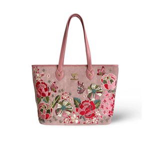 Bolso Tote Bohemio de Cuero Vegano Bordado para Mujer con Cierre Abierto - Compras - Product Image 1