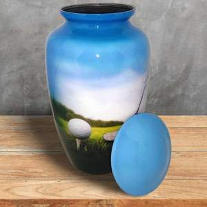 Urne funéraire Urnes funéraires. Lovely Golfer Golf Design Grande Taille 26 cms de haut avec sac en velours Lovely Blue Shed - Product Image 3