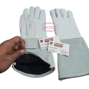 ISONZ Leather Zone Premium Quality Cowhide White 750 <b>Stick</b> Welding Gloves Argon Compatible Impact Level 3 Silicone-Free - Product Image 4