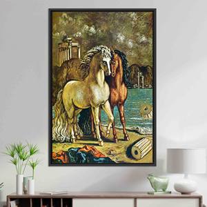 Tableau imprimé sur toile : reproduction d'art en vitrail « Les chevaux d'Apollon », toile encadrée noire - Product Image 1