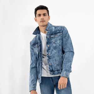 High Street Style Chaqueta vaquera de algodón para hombre con Fancy Denim Nuevo diseño Venta caliente Logotipo frontal-Venta al por mayor - Product Image 4
