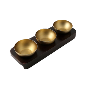 Bol à dessert de taille et de forme personnalisées, en aluminium martelé, bols de service pour chocolats avec plateau en bois en Inde - Product Image 6