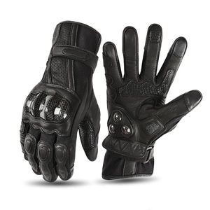 Gants de moto en cuir imperméables et respirants pour l'hiver, chauds, à doigts entiers, compatibles avec les écrans tactiles, bracelet de poignet réglable, protection - Product Image 6