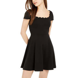 Abito Skater con Bordo Ondulato B. Darlin per Ragazze, Elegante Nero Taglia Unica (XS), Lavabile, per Lavoro, Giorno, Club, Feste - Product Image 1