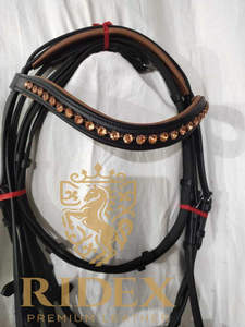 Indian Exporter <b>Dressage</b> Bridle Tan Stone Crystal Brow-band With Softy Padding For Horse From India... - Product Image 6