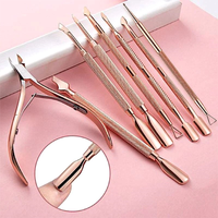 Kit professionnel d'outils de beauté personnalisés en acier inoxydable : coupe-ongles, repousse-cuticules, polissoir à ongles, ensemble de manucure de salon 8 pièces