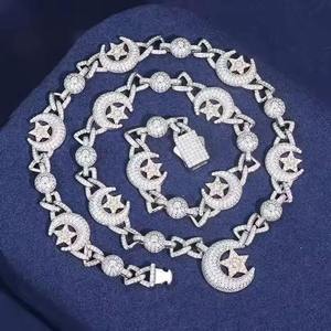 VVS Moissanite Diamond Bezel Setting10K plata Oro sólido Miami Cuban Link Collar 20K Cadena para hombres Mujeres Regalo - Product Image 5