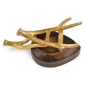 Dryfruits Serving Dish Handmade Heart Shape Wooden <b>Bowl</b> Best Selling Candies Toffee <b>Snacks</b> Storage <b>Bowl</b> With Antler Stand - Product Image 3