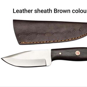 Cuchillo Skinner Camping con mango de madera wengue Funda de cuero - Product Image 1